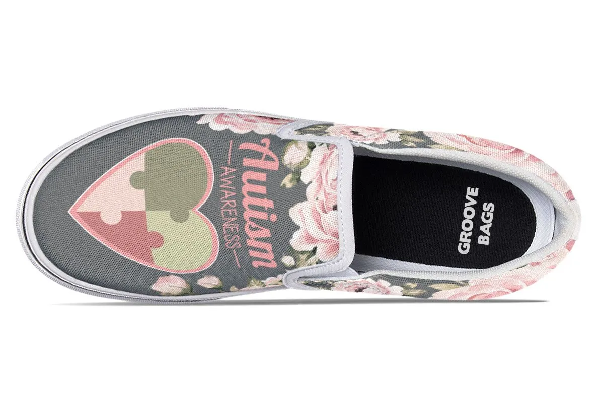 Floral Autism Awareness Slip-On Shoes