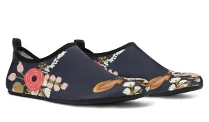 Floral Basset Hound Aqua Barefoot Shoes