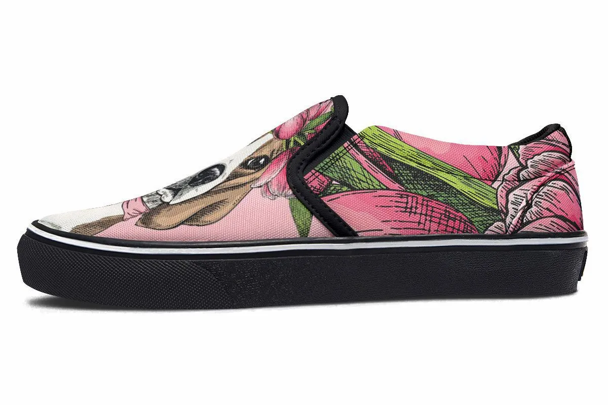 Floral Beagle Slip-On Shoes