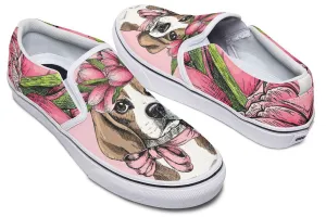 Floral Beagle Slip-On Shoes