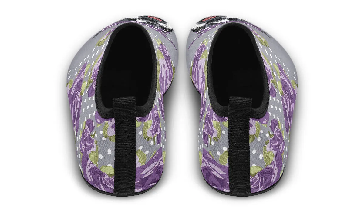 Floral Boston Terrier Purple Aqua Barefoot Shoes