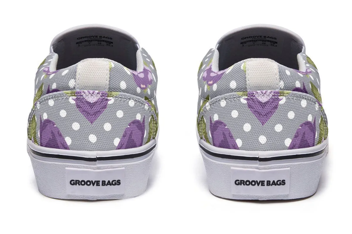 Floral Boston Terrier Purple Slip-On Shoes