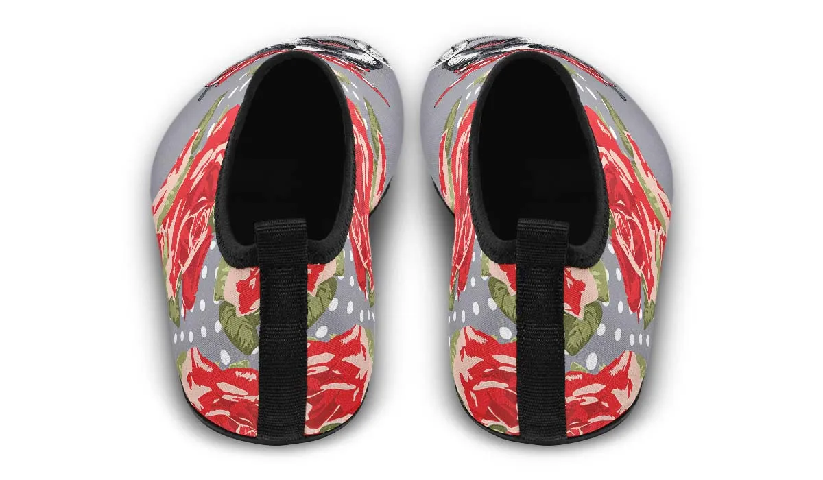 Floral Boston Terrier Red Aqua Barefoot Shoes