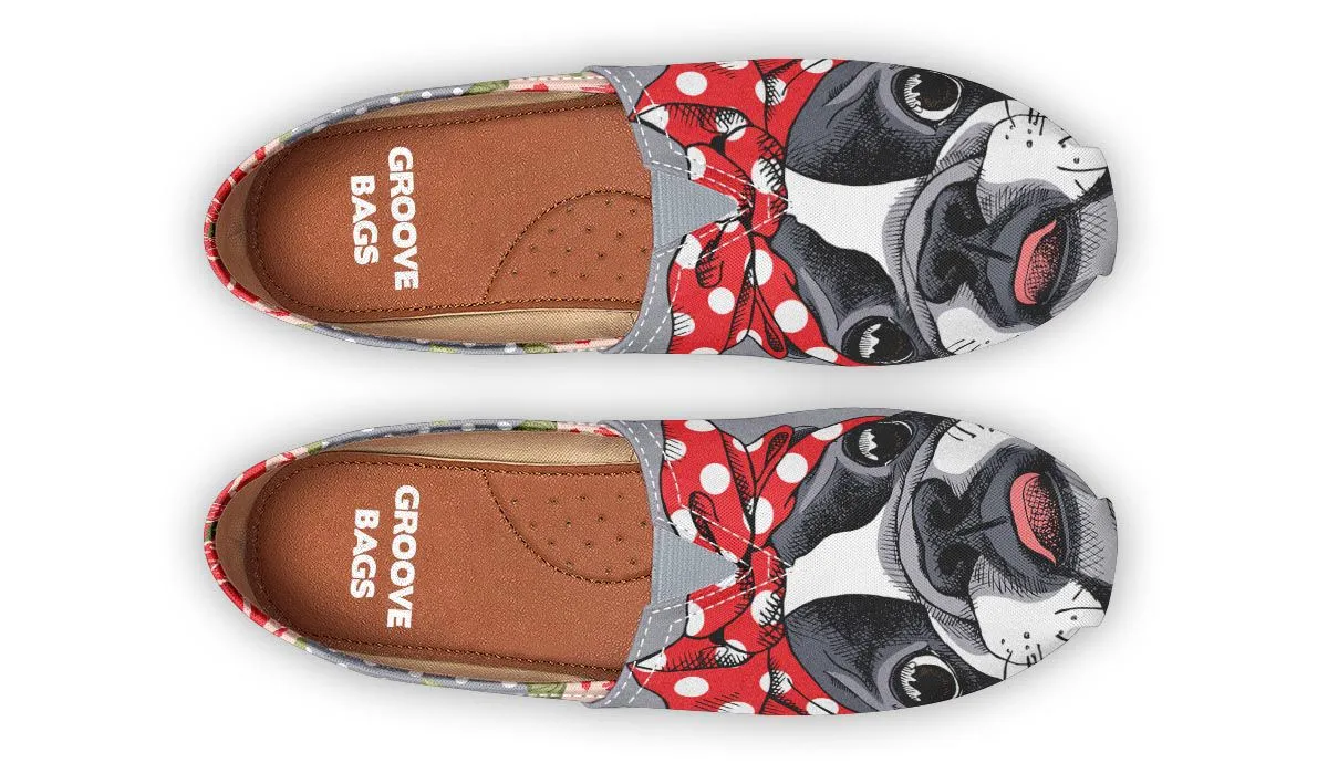 Floral Boston Terrier Red Casual Shoes