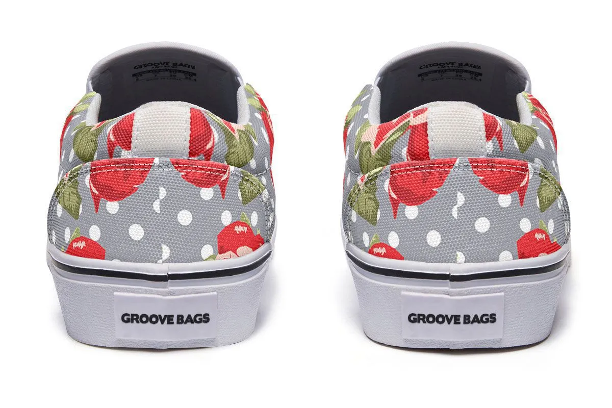 Floral Boston Terrier Slip-On Shoes