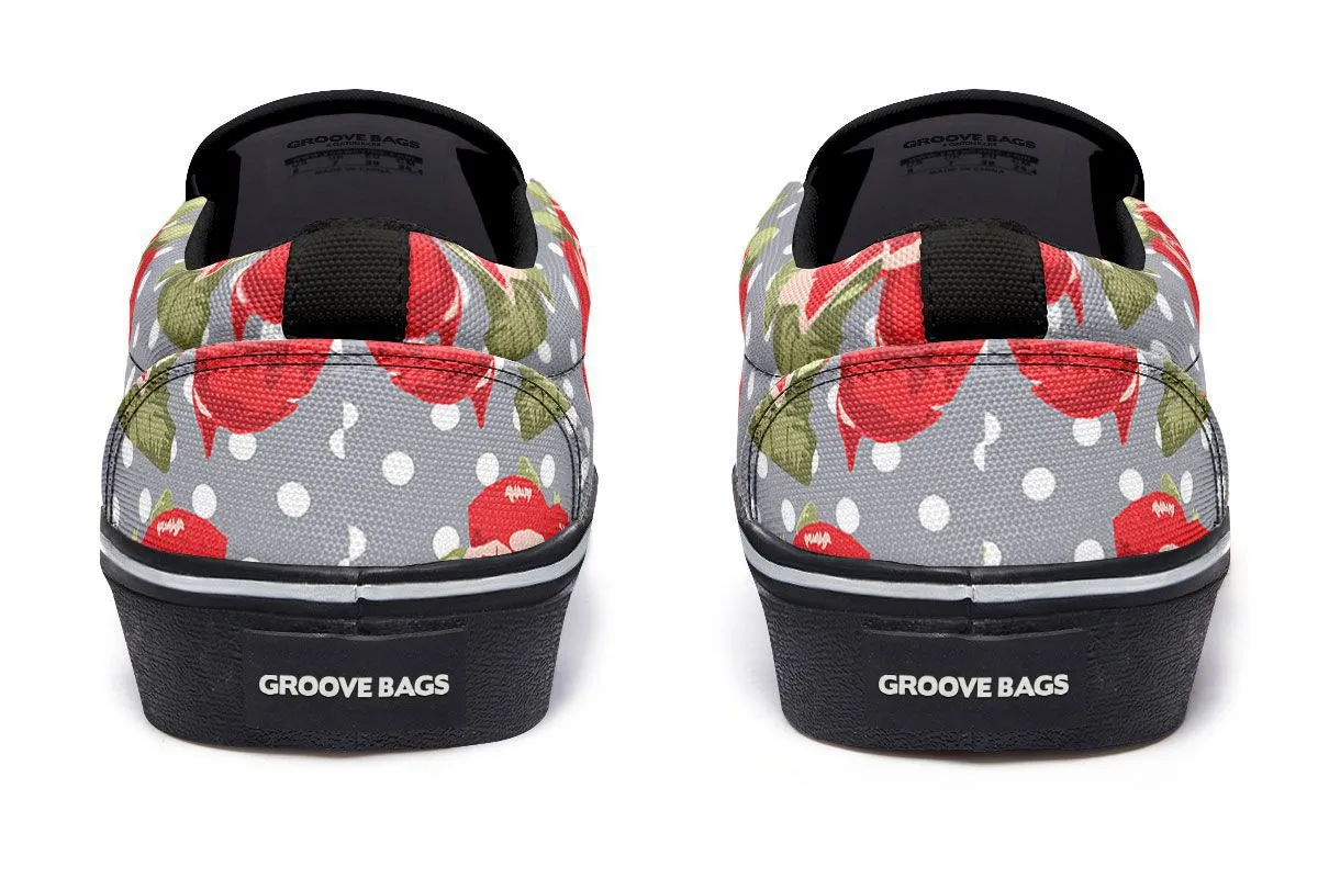 Floral Boston Terrier Slip-On Shoes