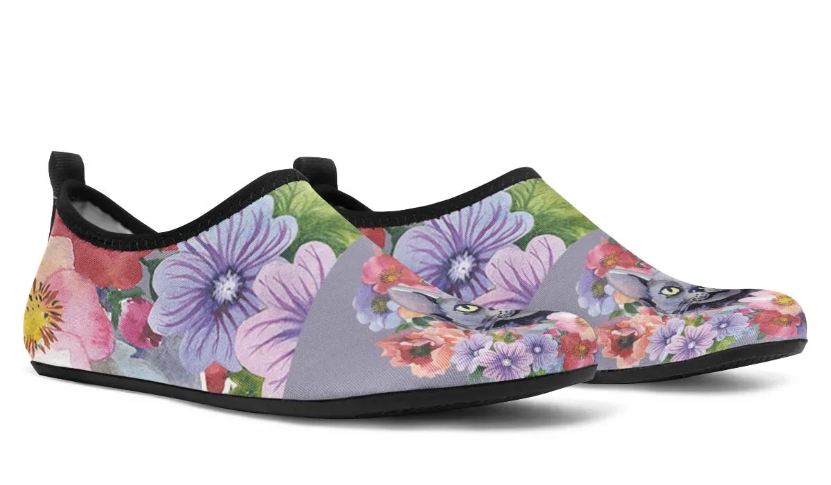 Floral Cat Aqua Barefoot Shoes