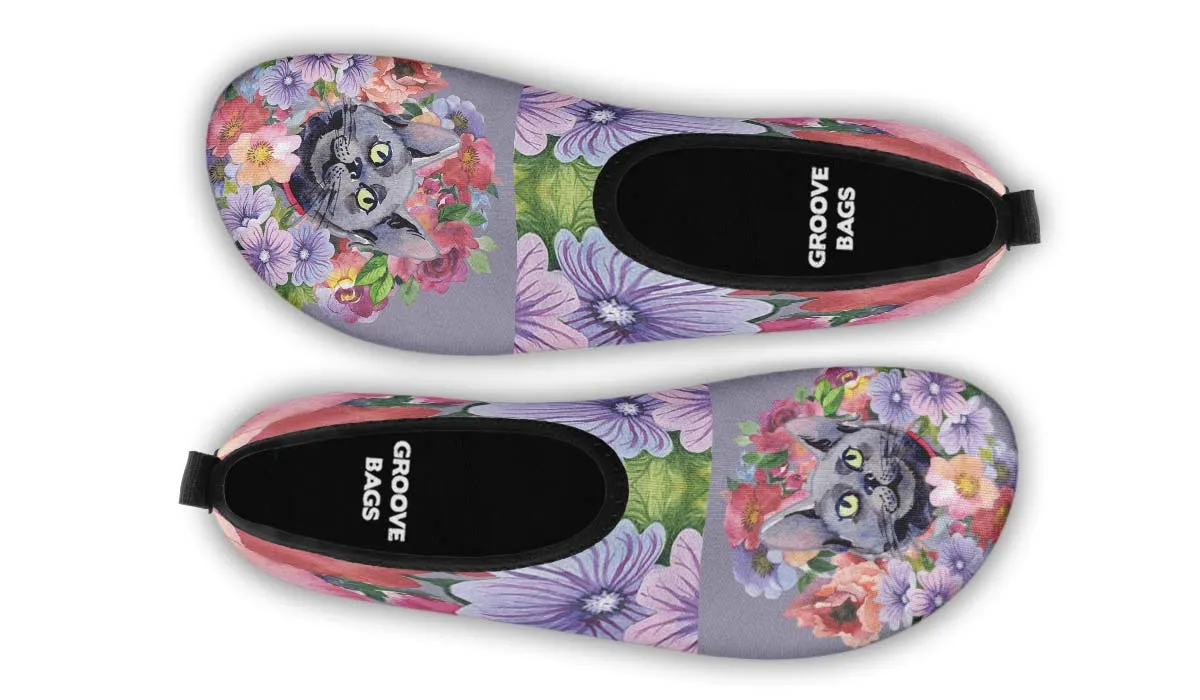Floral Cat Aqua Barefoot Shoes
