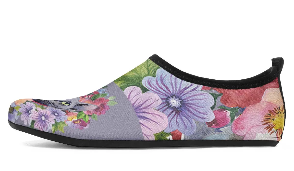 Floral Cat Aqua Barefoot Shoes