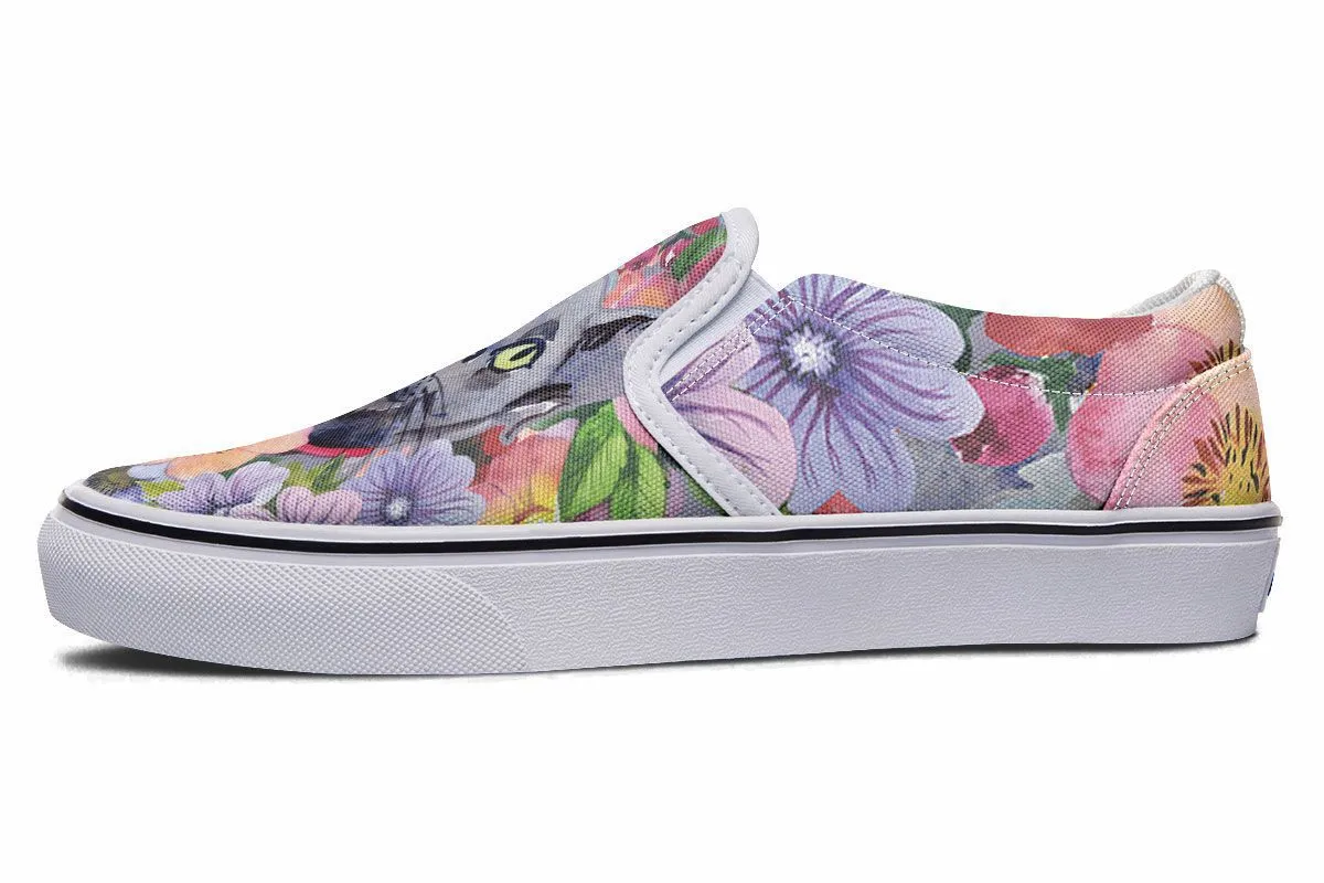 Floral Cat Slip-On Shoes