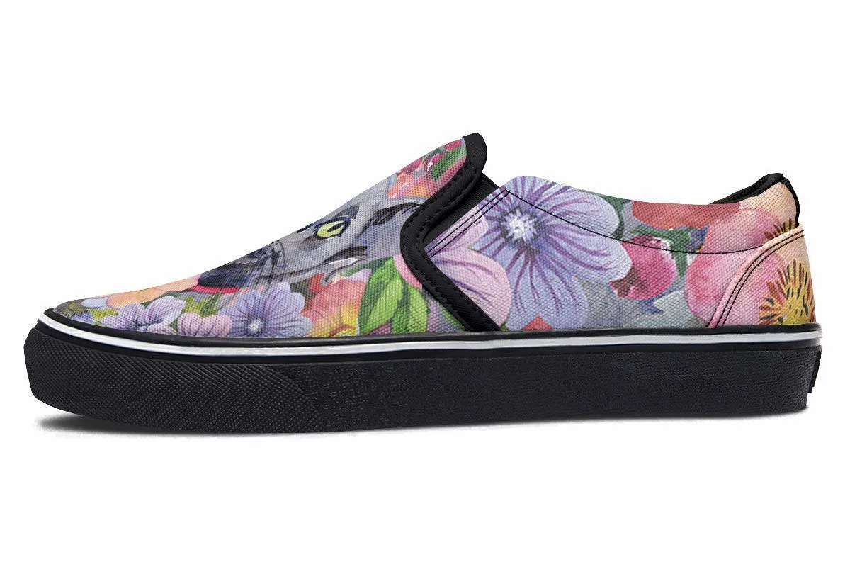 Floral Cat Slip-On Shoes