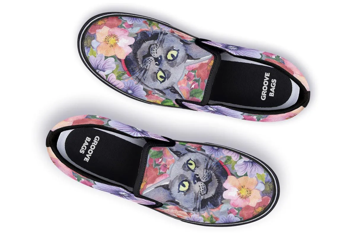 Floral Cat Slip-On Shoes