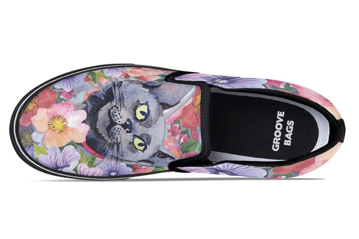 Floral Cat Slip-On Shoes