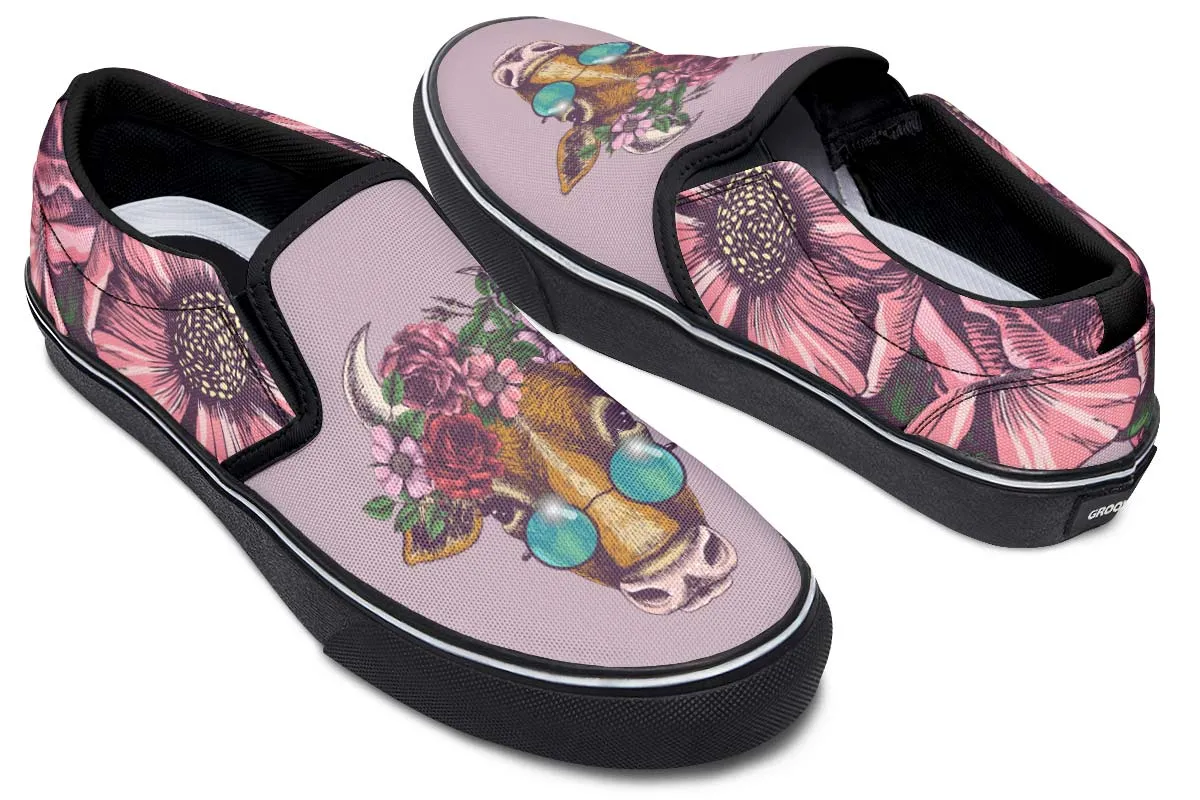 Floral Cow Slip-On Shoes