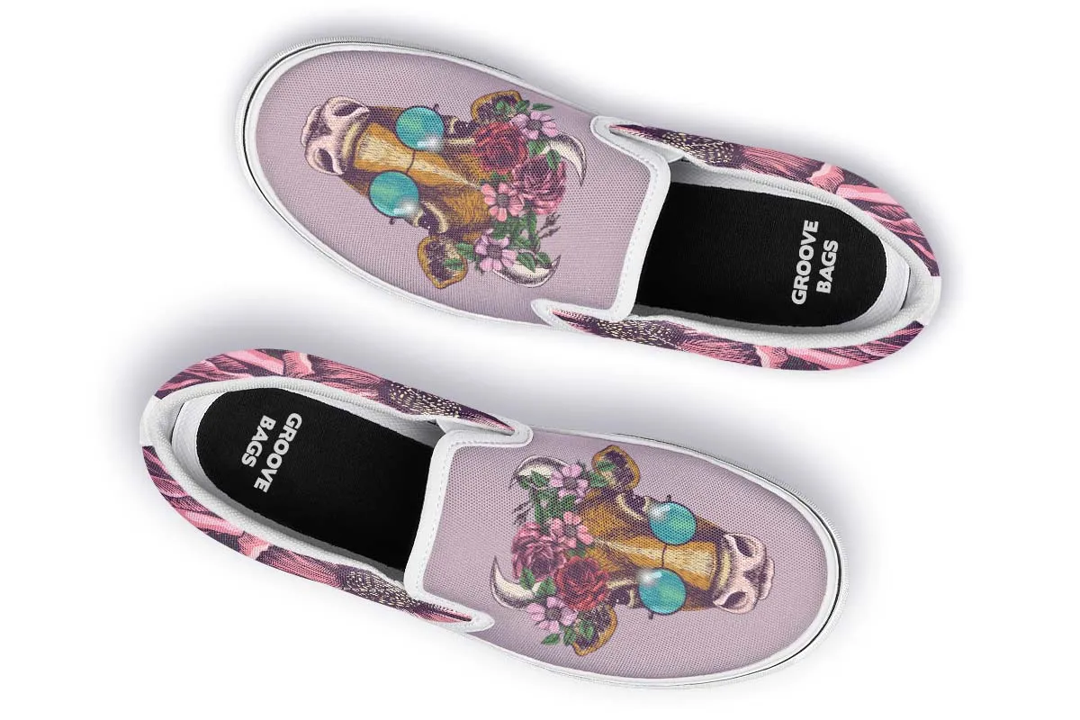 Floral Cow Slip-On Shoes