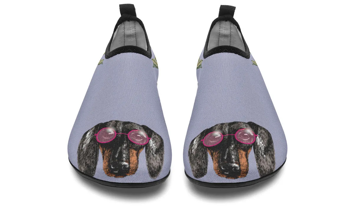 Floral Dachshund Aqua Barefoot Shoes