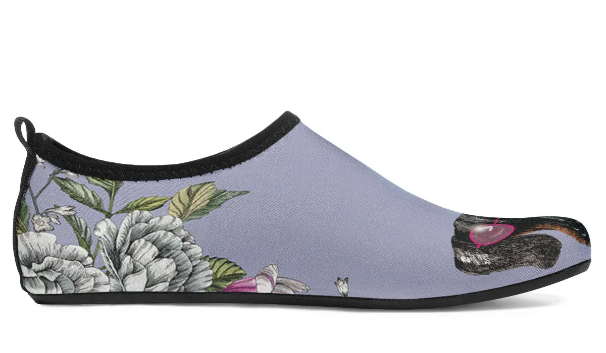 Floral Dachshund Aqua Barefoot Shoes