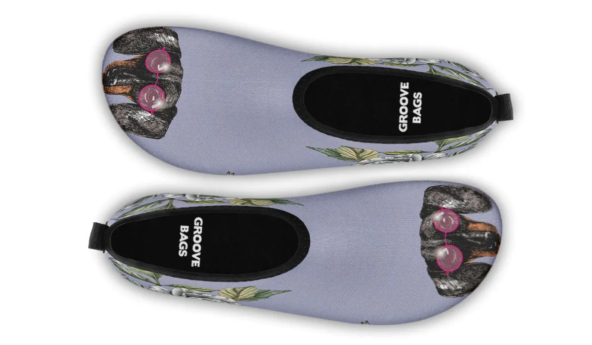 Floral Dachshund Aqua Barefoot Shoes