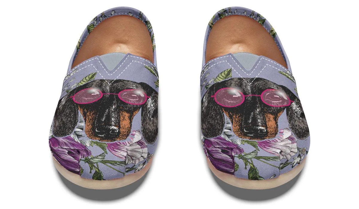 Floral Dachshund Casual Shoes