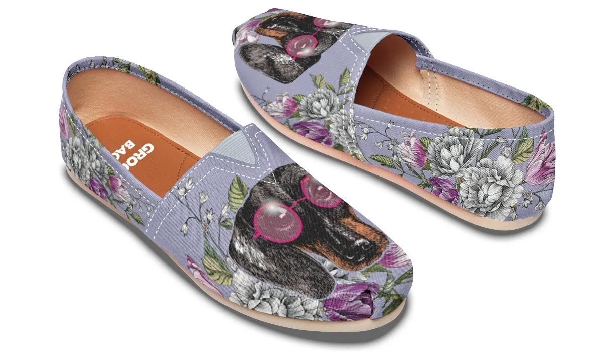 Floral Dachshund Casual Shoes