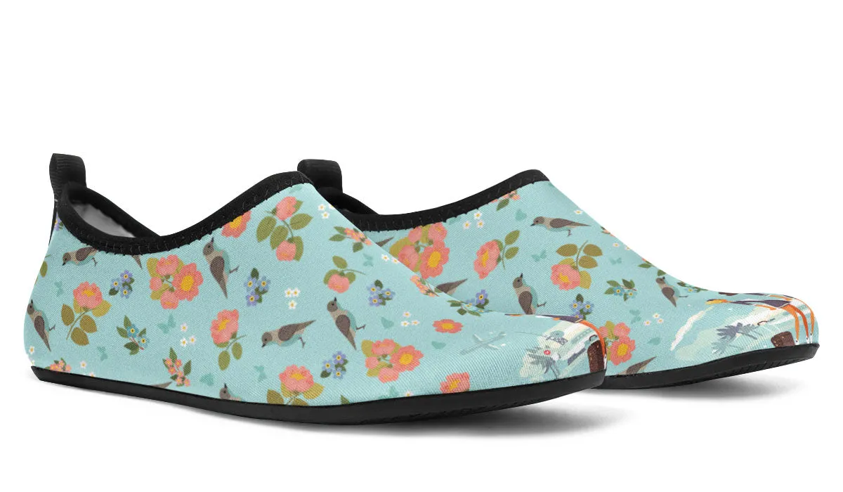 Floral Flight Attendant Aqua Barefoot Shoes