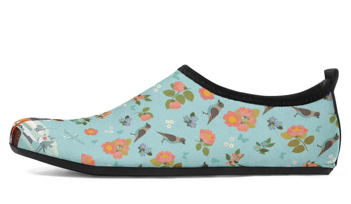 Floral Flight Attendant Aqua Barefoot Shoes