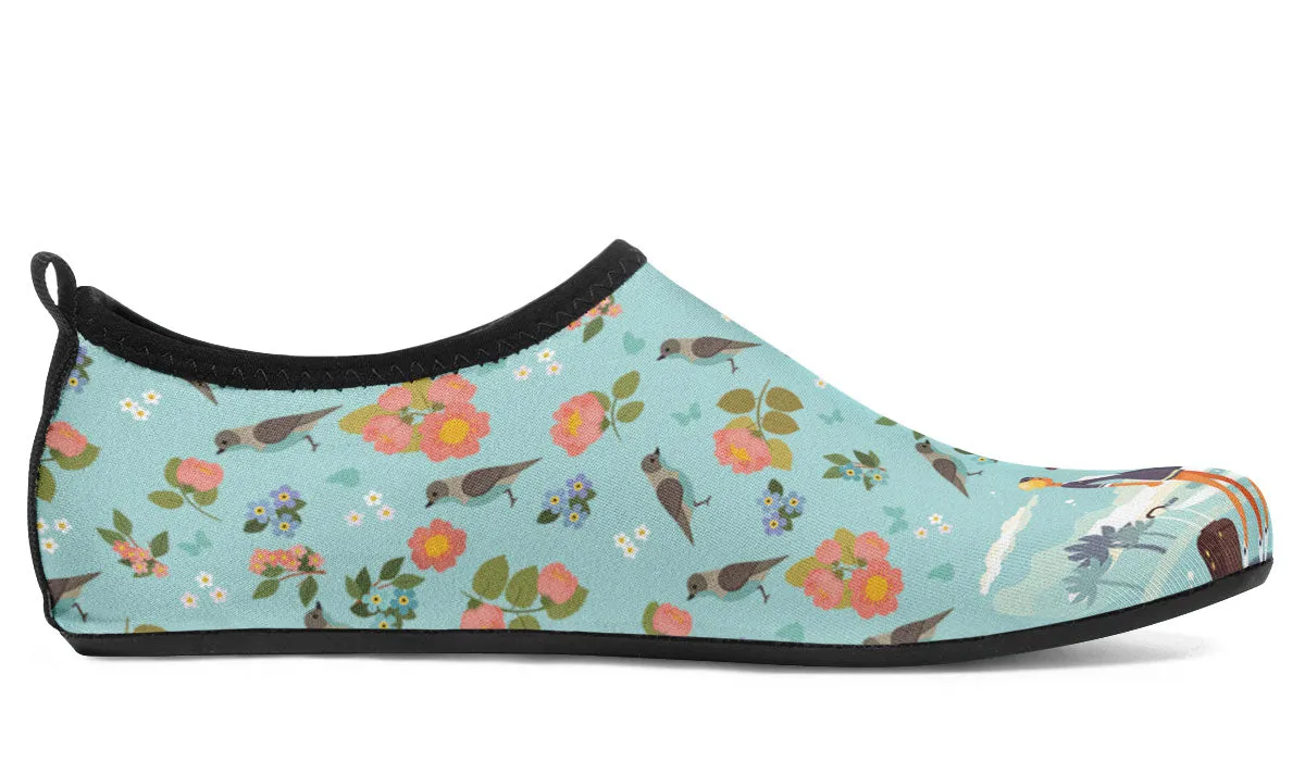 Floral Flight Attendant Aqua Barefoot Shoes