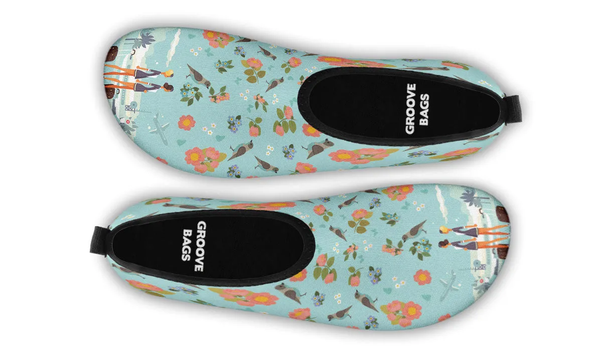 Floral Flight Attendant Aqua Barefoot Shoes