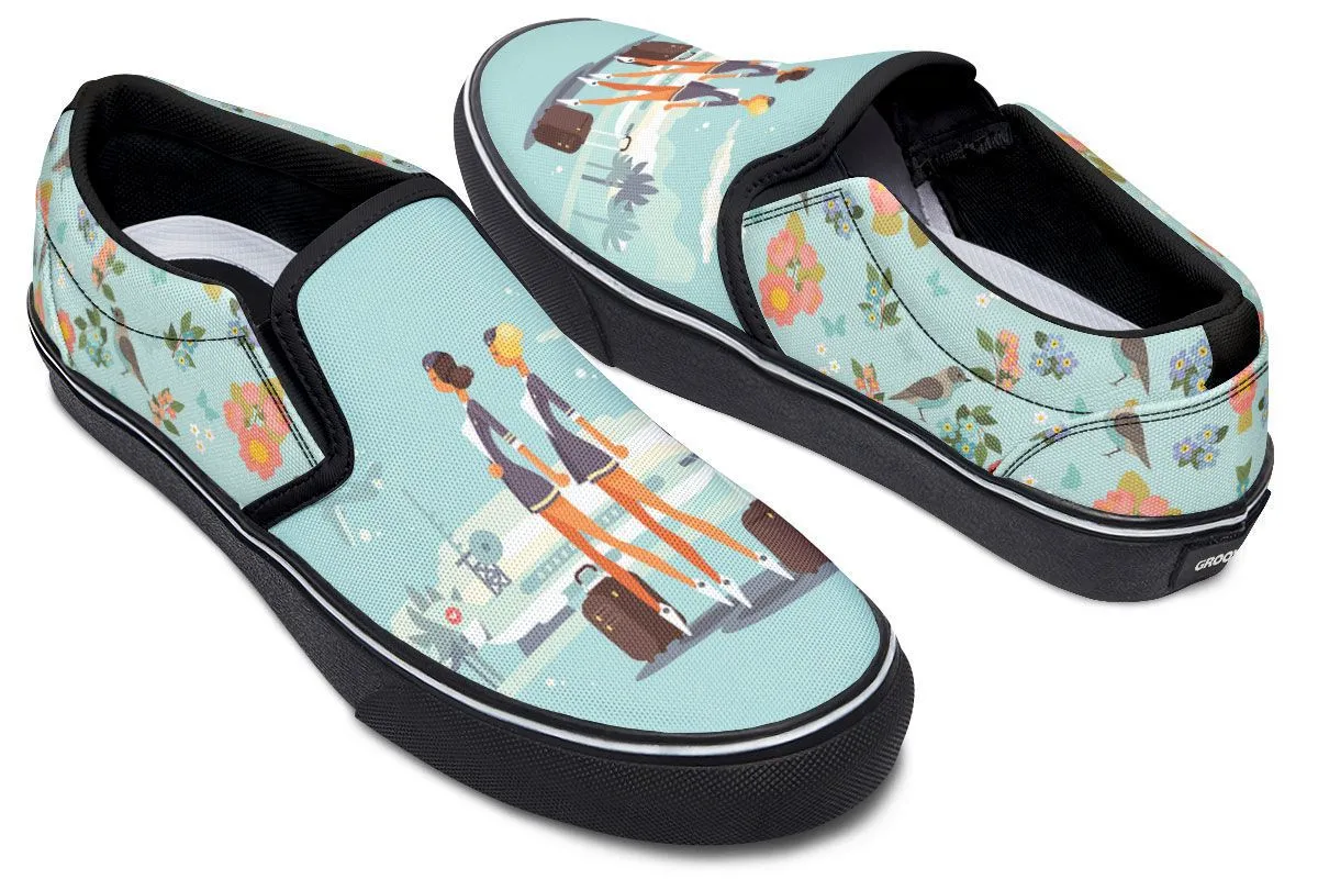 Floral Flight Attendant Slip-On Shoes