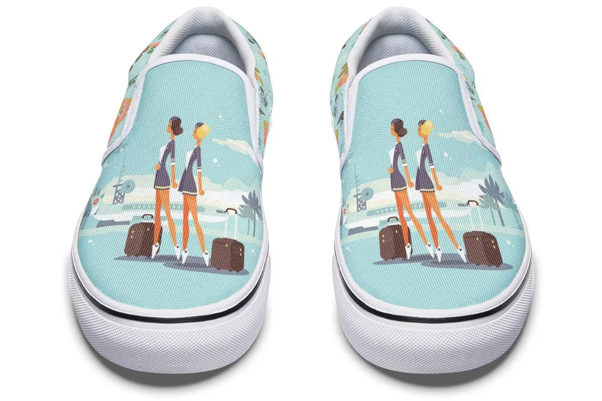 Floral Flight Attendant Slip-On Shoes