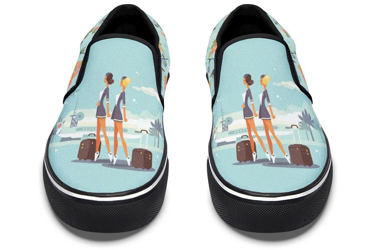 Floral Flight Attendant Slip-On Shoes