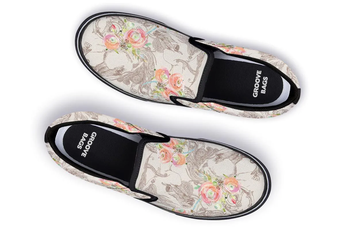 Floral Horse Slip-On Shoes