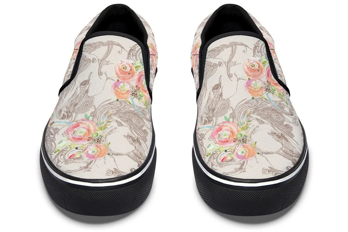 Floral Horse Slip-On Shoes