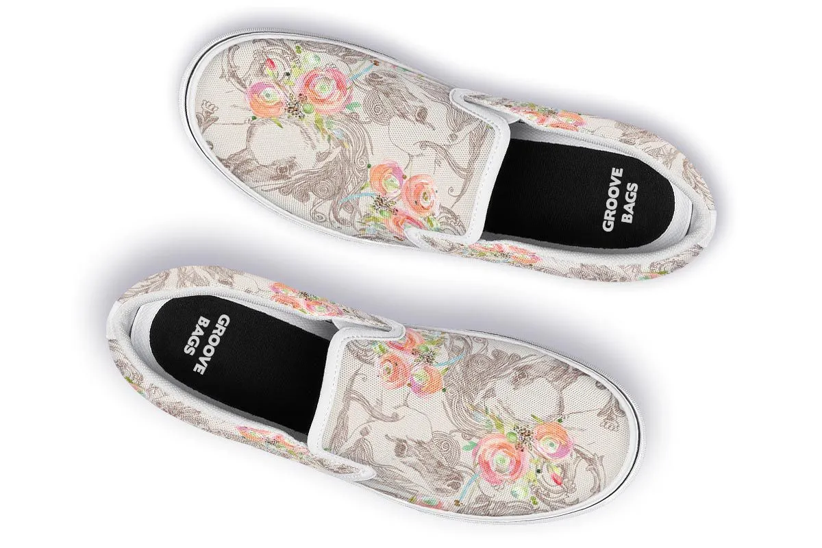 Floral Horse Slip-On Shoes