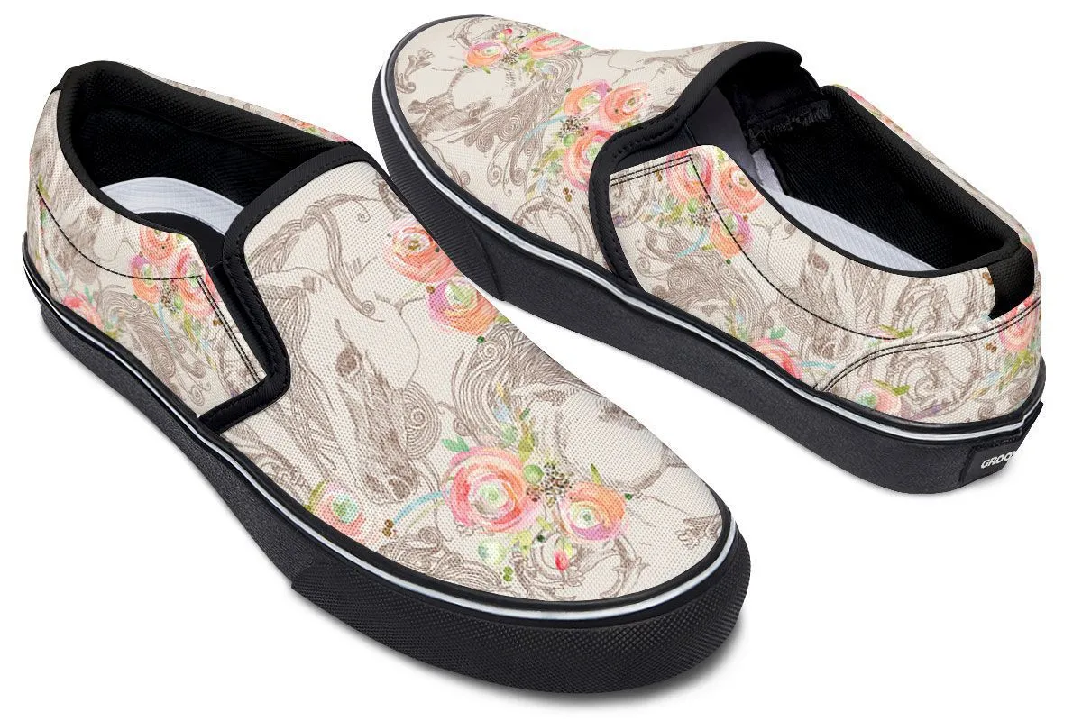 Floral Horse Slip-On Shoes