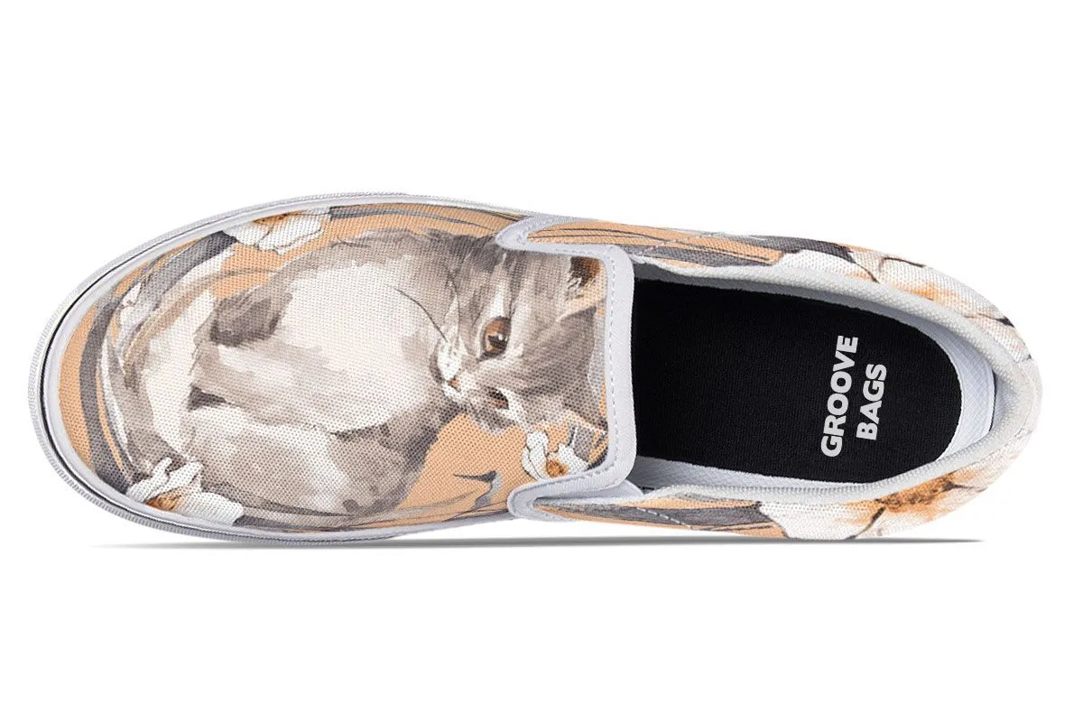 Floral Kitten Slip-On Shoes