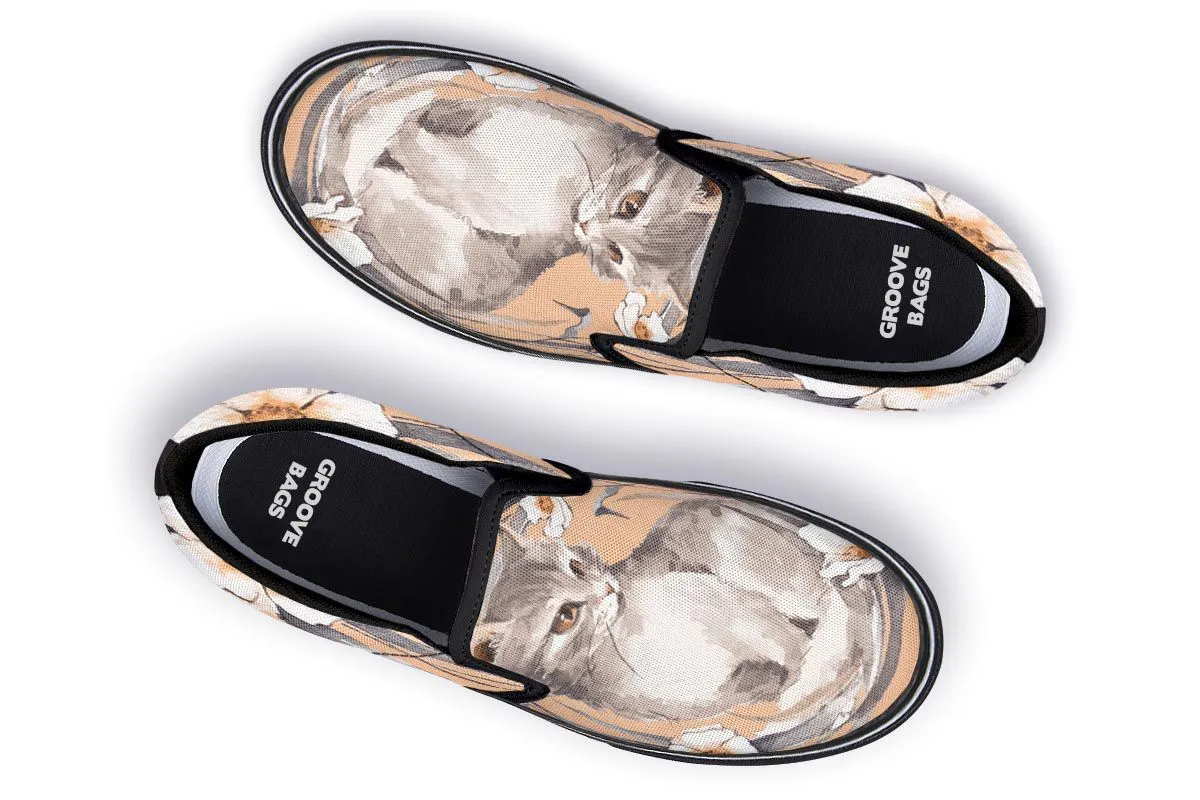 Floral Kitten Slip-On Shoes