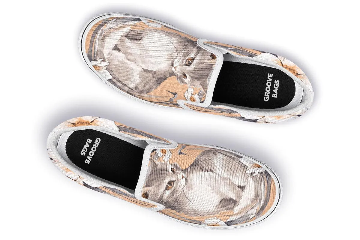 Floral Kitten Slip-On Shoes