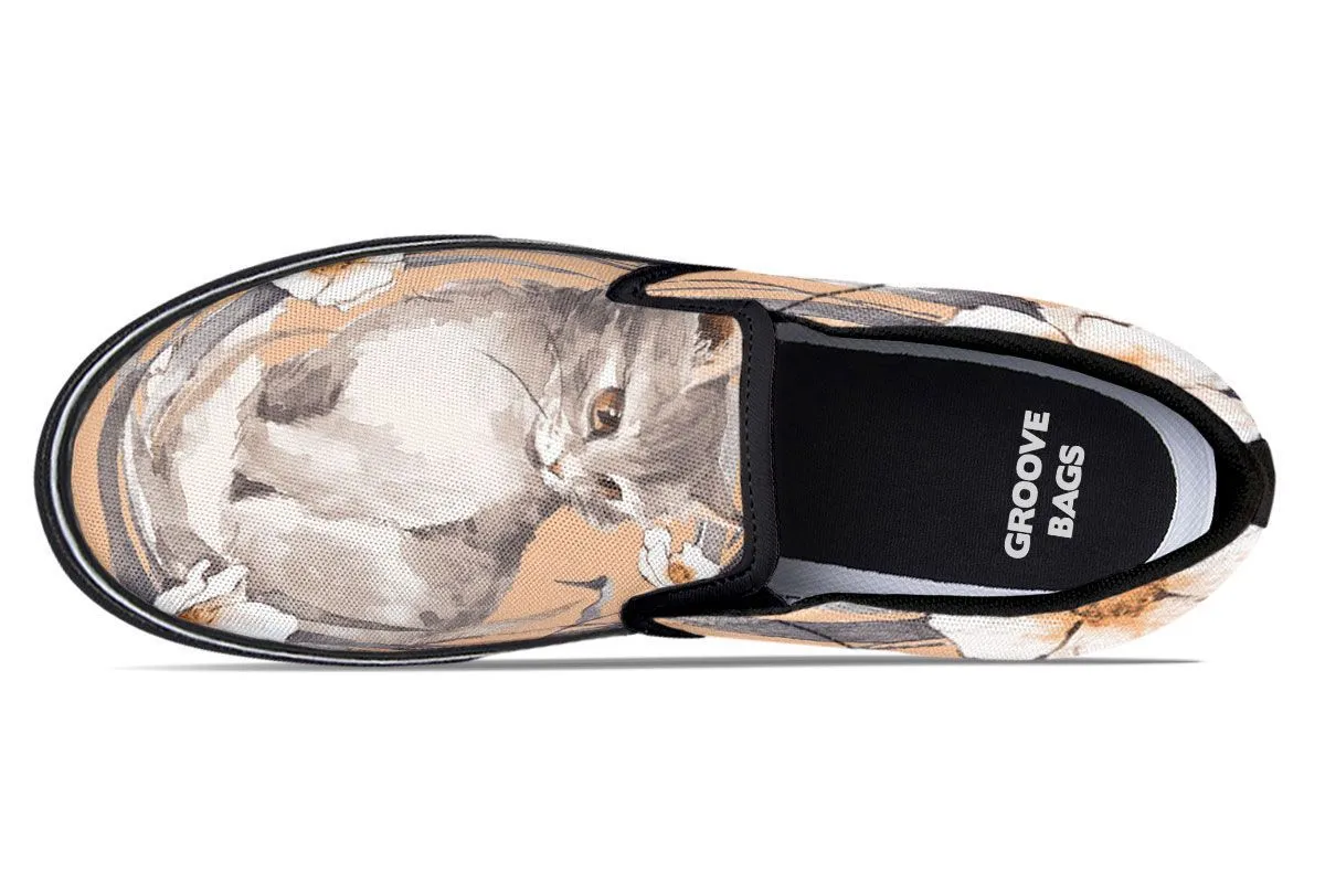 Floral Kitten Slip-On Shoes