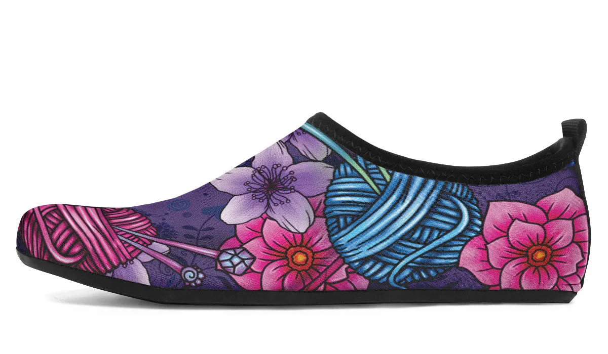 Floral Knitting Aqua Barefoot Shoes