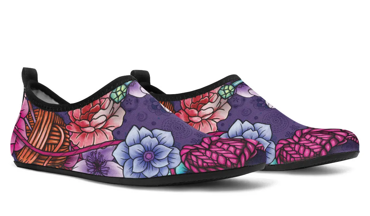 Floral Knitting Aqua Barefoot Shoes
