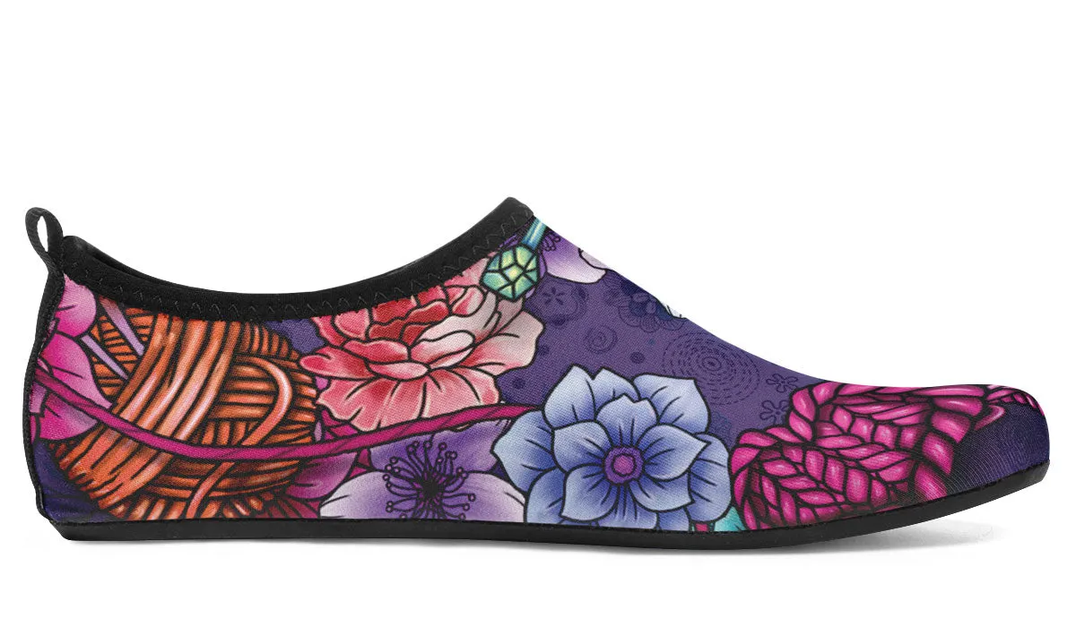 Floral Knitting Aqua Barefoot Shoes