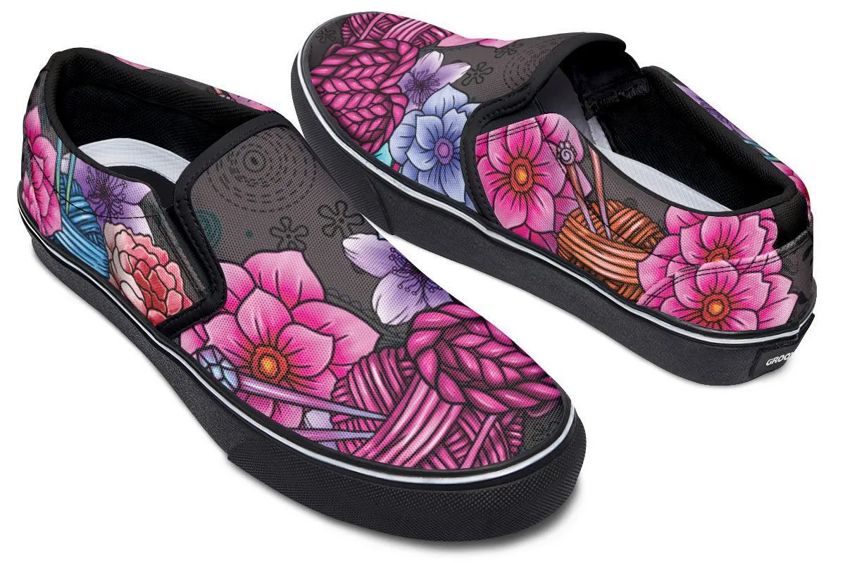 Floral Knitting Slip-On Shoes