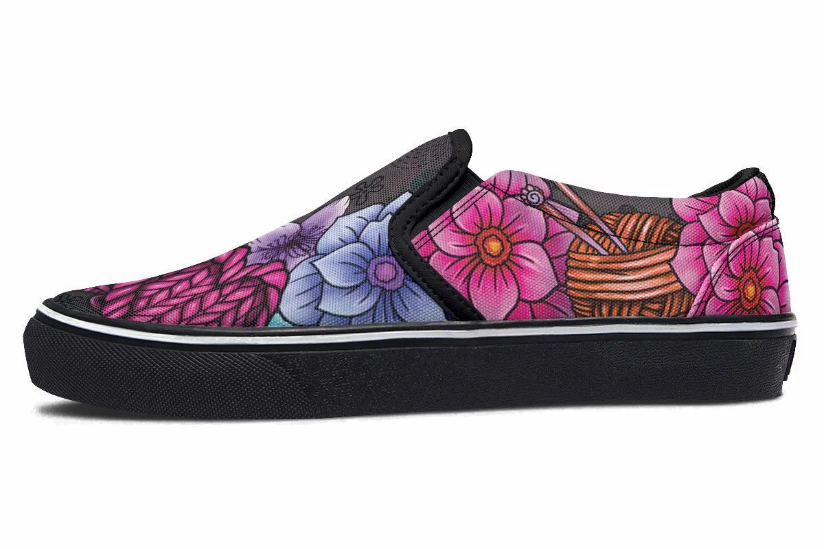 Floral Knitting Slip-On Shoes