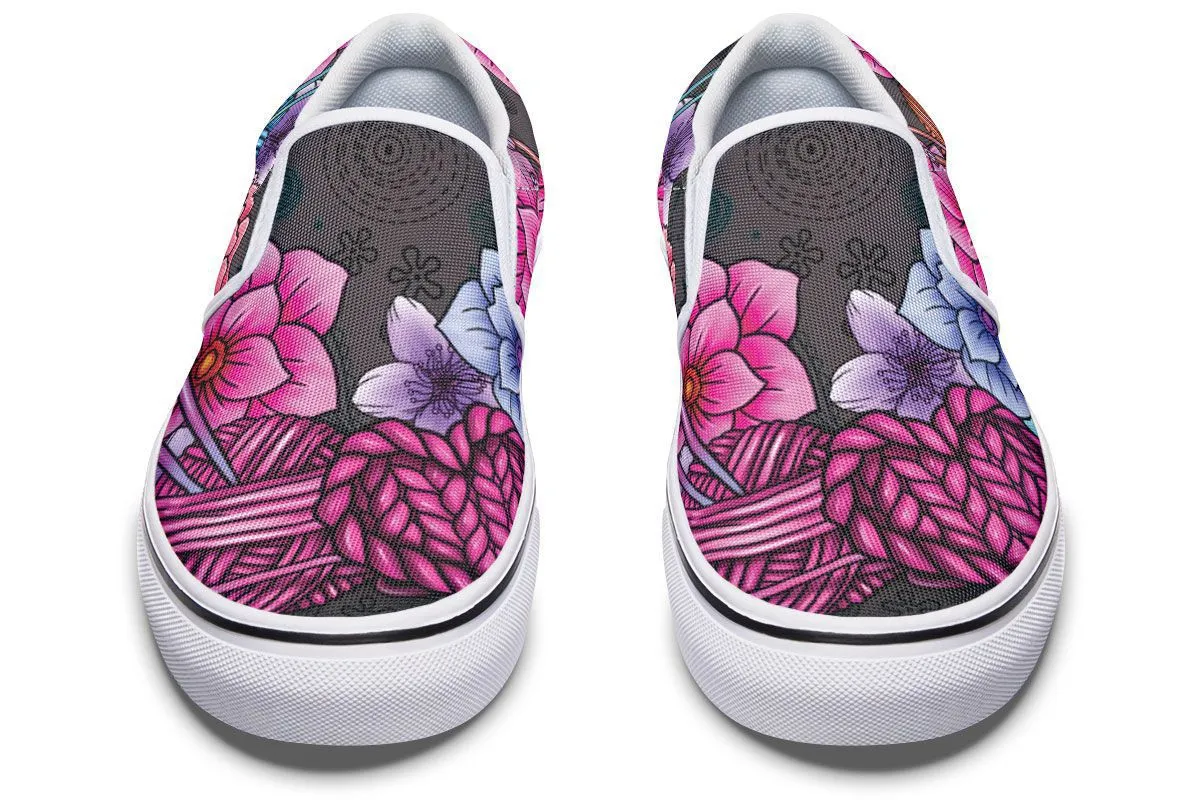 Floral Knitting Slip-On Shoes