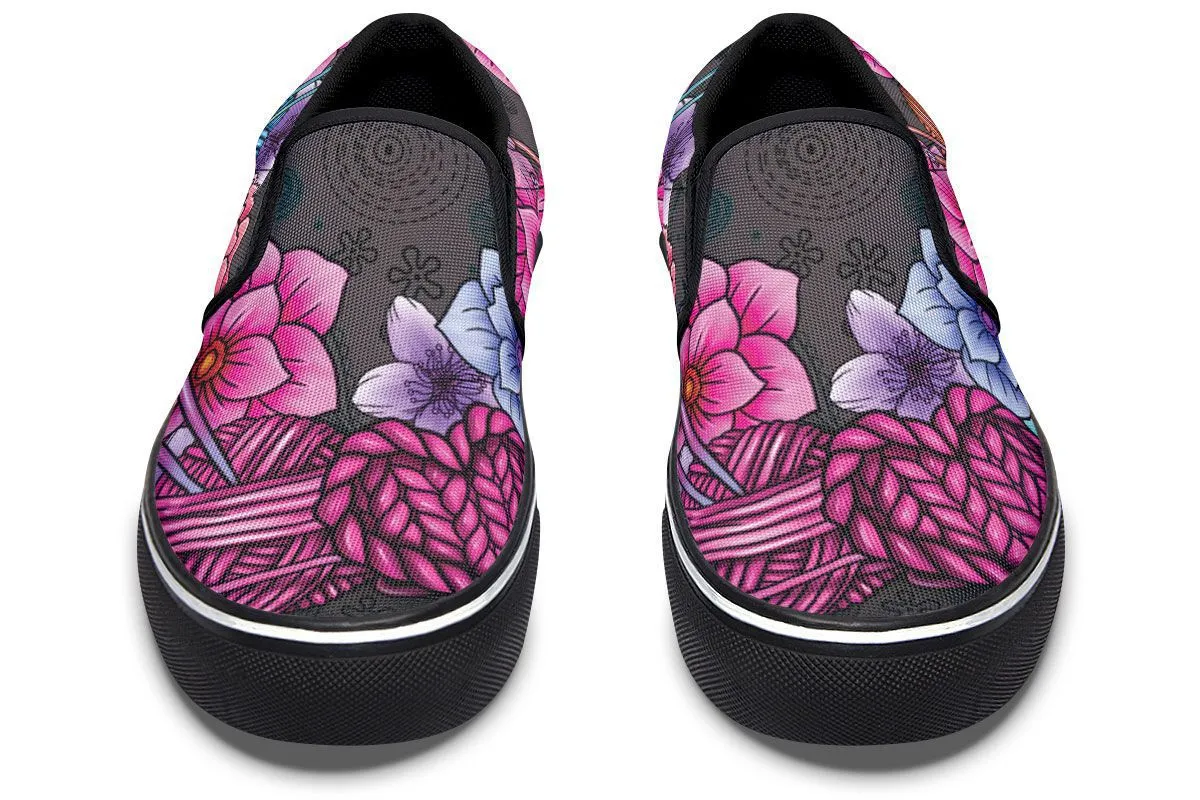 Floral Knitting Slip-On Shoes