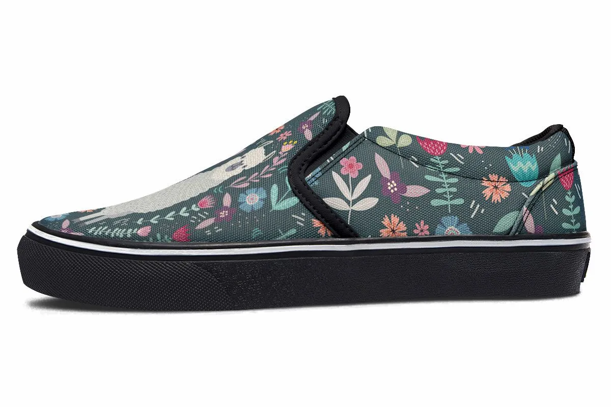 Floral Llama Slip-On Shoes