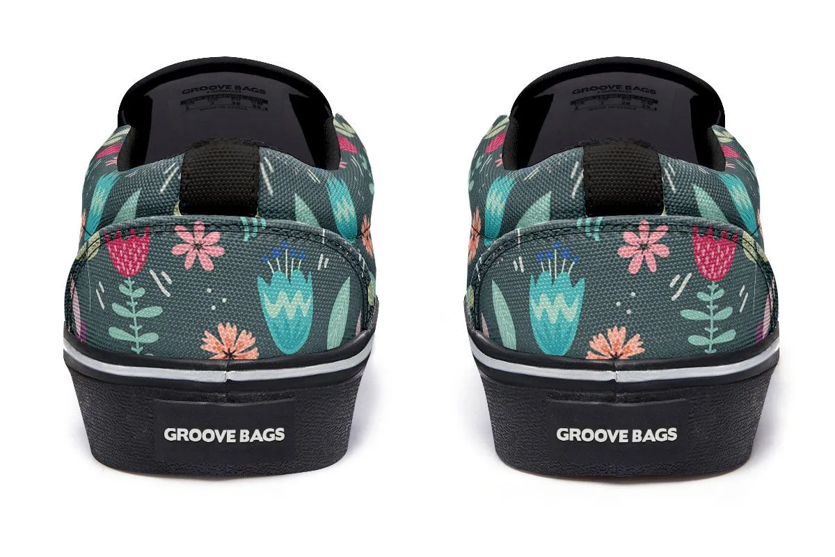 Floral Llama Slip-On Shoes