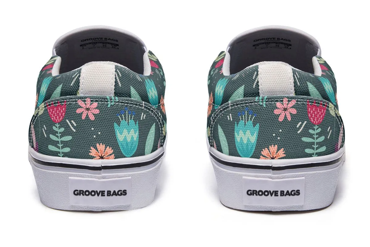 Floral Llama Slip-On Shoes