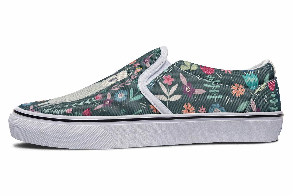Floral Llama Slip-On Shoes